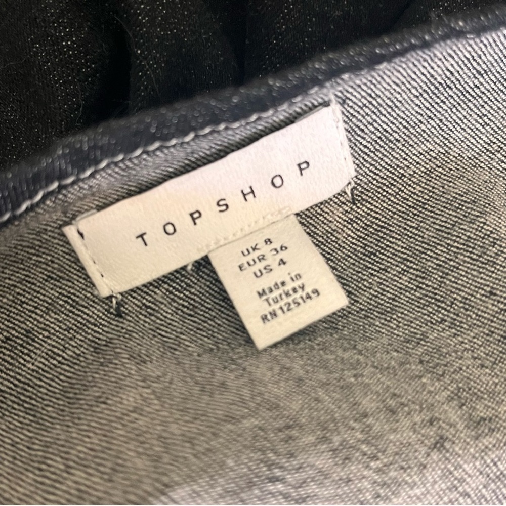 Topshop Black Spaghetti Strap Denim Midi Dress with Slit Front US Size 4 - Picture 7 of 11